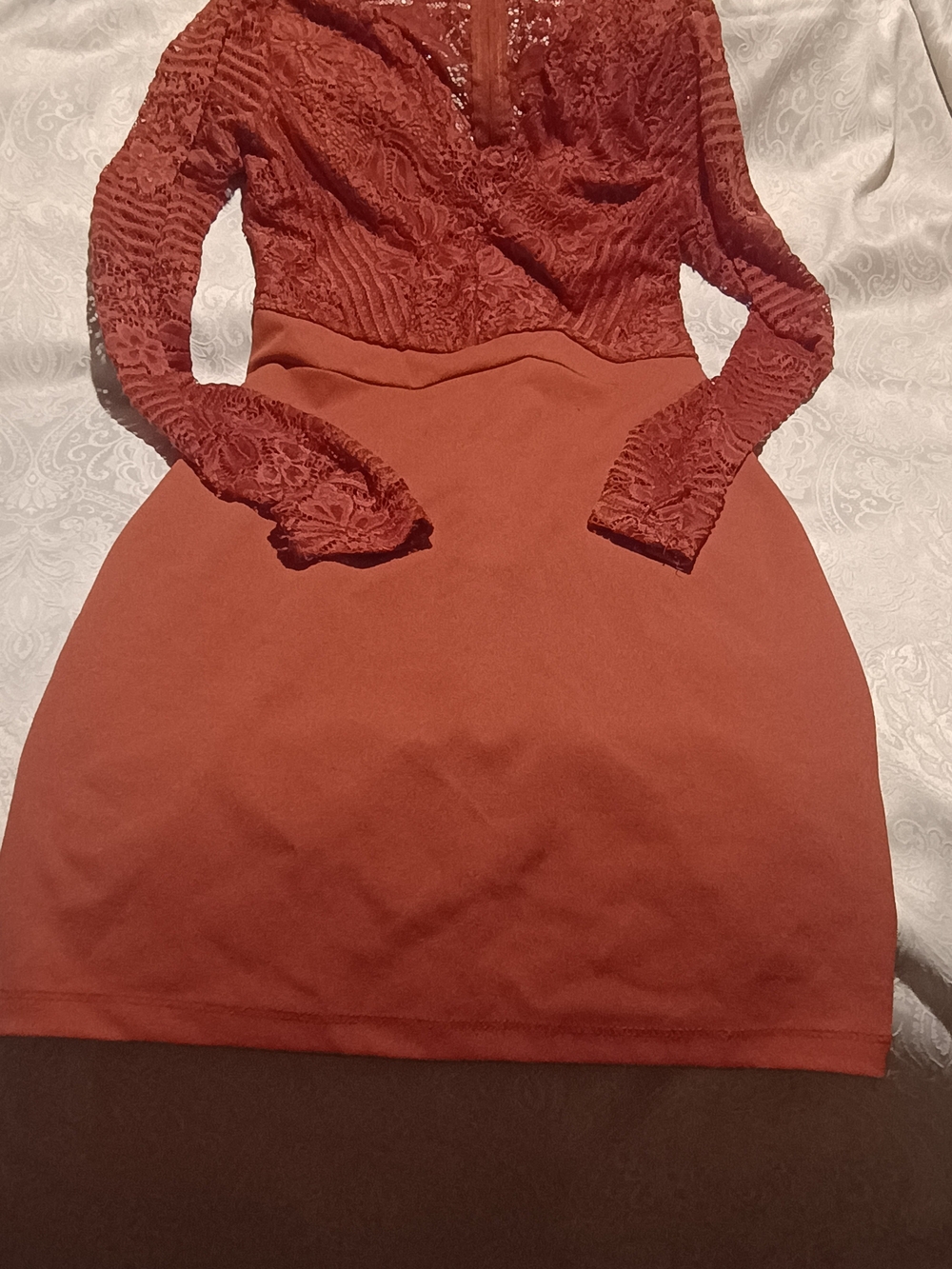 Mind Code Rust Lace Top - Picture 2 of 3